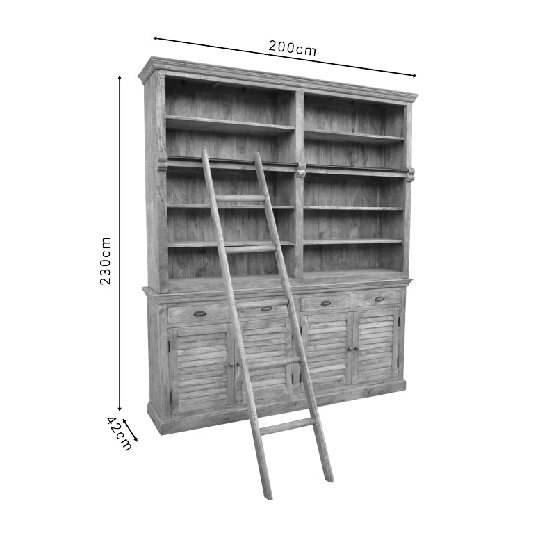 Library Bookie Inart antique white solid mango wood 200x42x230cm