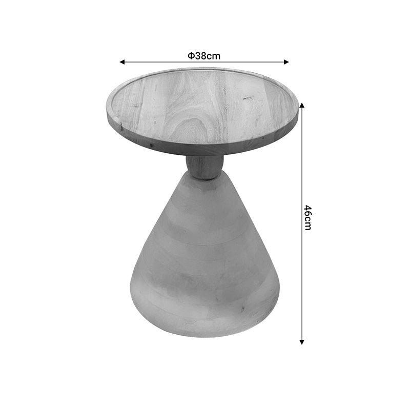 Side table Spello Inart solid mango wood in white wash color D38x46cm