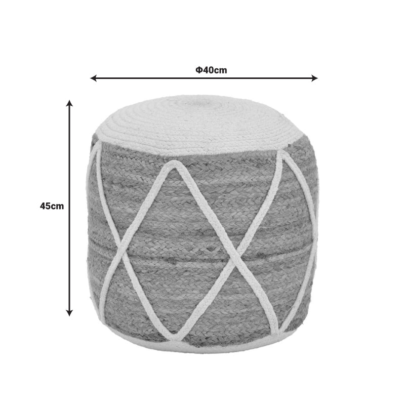 Maroc Inart jute stool in natural and white shade D40x45cm