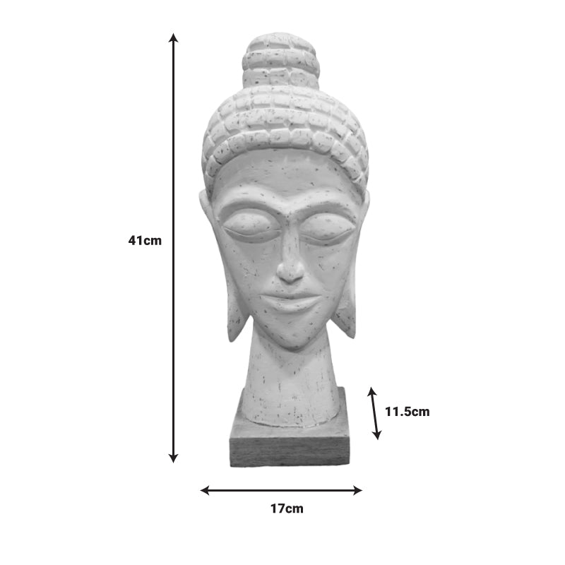 Head buddha bust Wevi Inart white mango wood 17x11.5x41cm