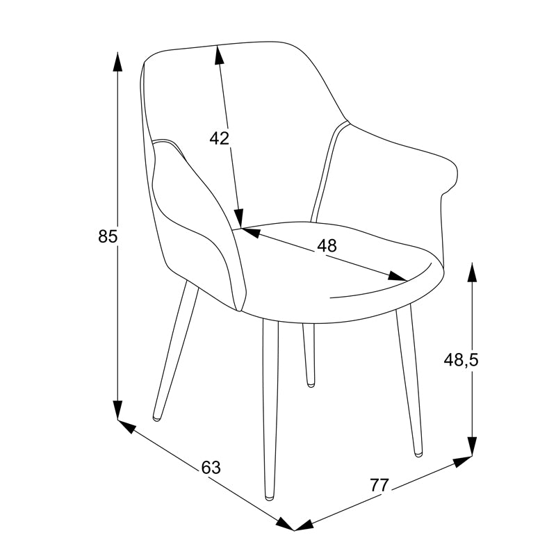 Armchair Parsow pakoworld light grey fabric-black metal leg 77x63x85cm