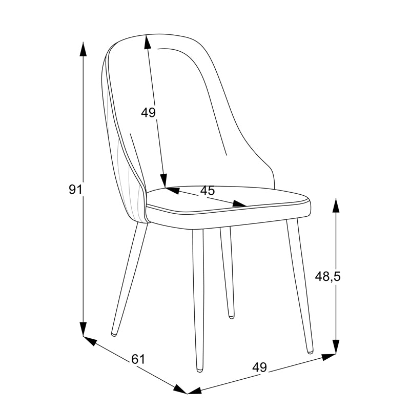 Remis pakoworld chair dark gray fabric-leg black metal 49x61x91cm