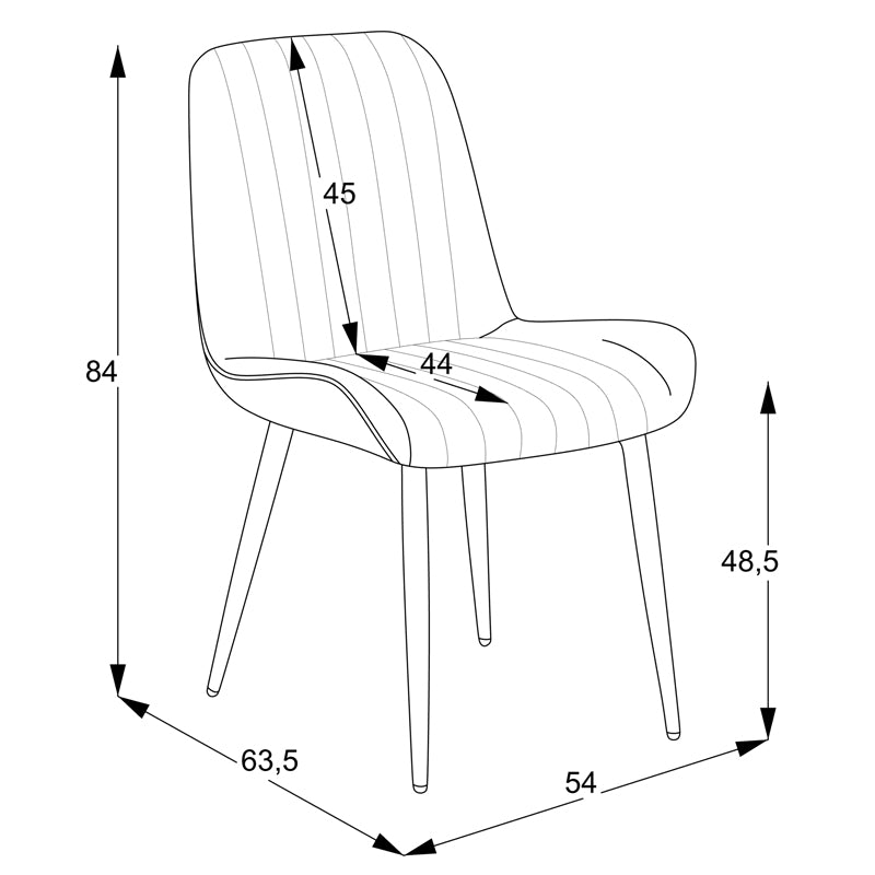 Chair Versa pakoworld ecru fabric-black metal leg 54x63.5x84cm