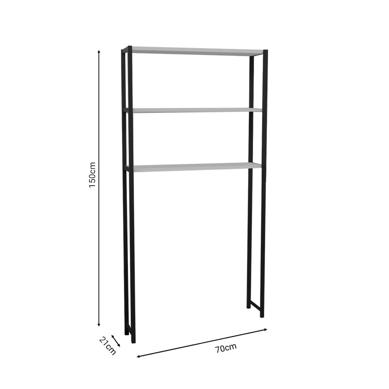 Laundry cabinet Bothy pakoworld white melamine-black metal 70x21x150cm