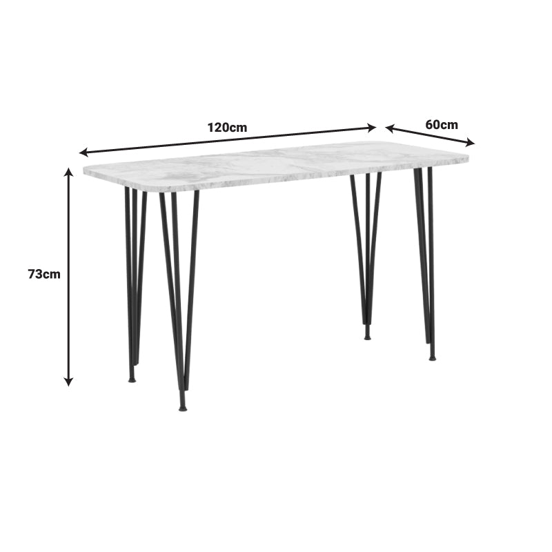 Dinning table Palkon white melamine-black metal 120x60x73cm