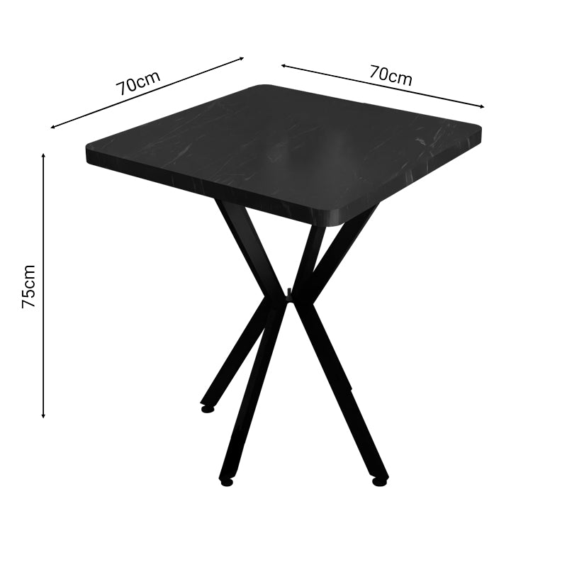 Table Prestone black marble melamine-black metal 70x70x75cm