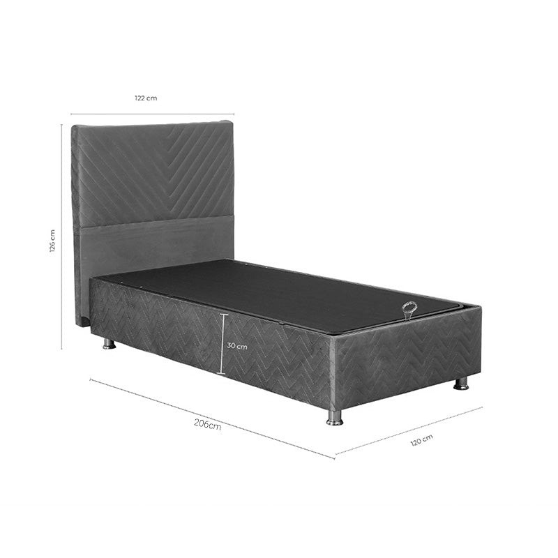 Bed Rizko pakoworld with storage space grey 120x200cm