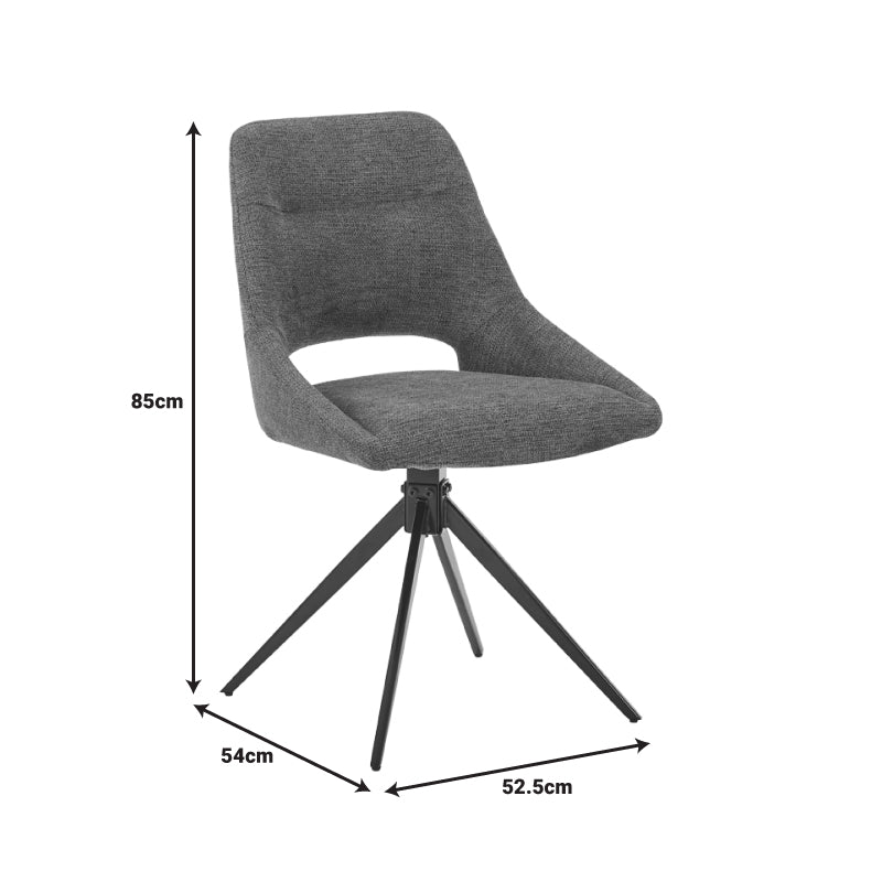 Luciano I pakoworld swivel chair in beige fabric-metal leg black 52.5x54x85cm