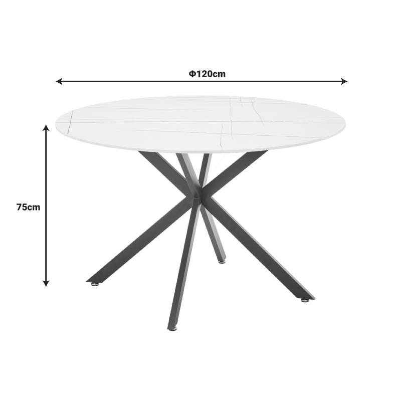 Vivian-Stoyen pakoworld dining table 5 pcs beige velvet - white with black marble Φ120x75cm