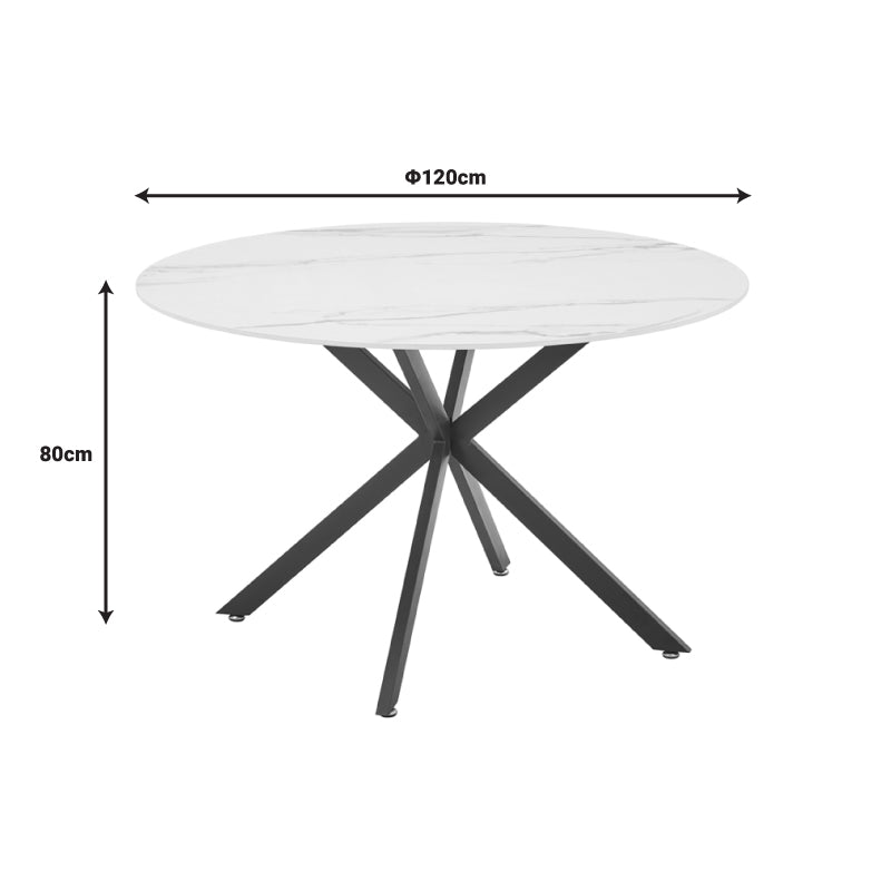 Dining table Karg-Stoyen pakoworld 5 pcs white fabric - white-black marble Φ120x75cm