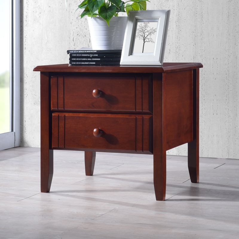 Juliene I bedside table with drawers walnut rubberwood 50x44x46cm