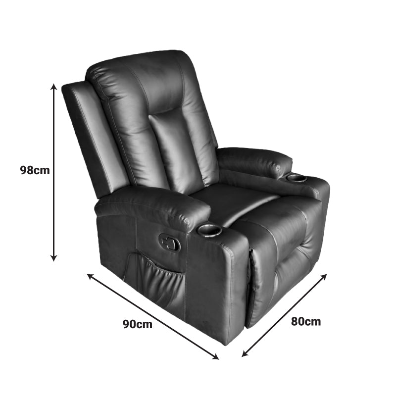 Relax armchair with massage mechanism Gessel pakoworld PU in black shade 80x90x98cm