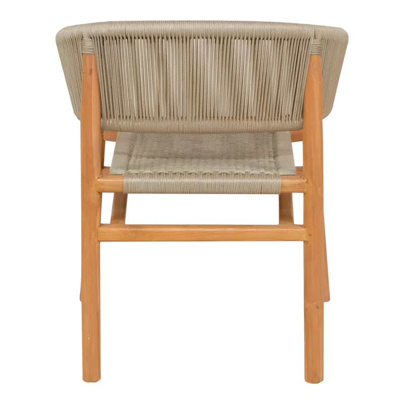 Kajone armchair teak wood skeleton in natural shade and cream pe rope 62x51x75cm