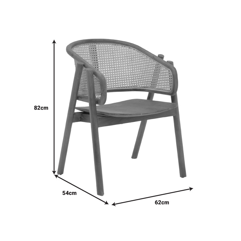 Armchair Anlene pakoworld walnut teak wood skeleton with beige color rattan 62x54x82cm