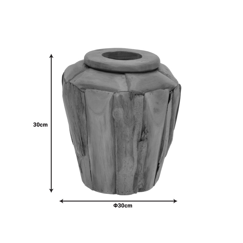 Decorative vase Archean teak wood in natural shade D30x30cm