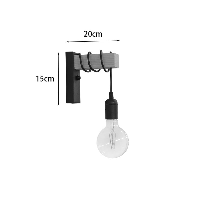 Wall light Jemvo E27 wood-metal in black-natural color 20x5.5x15/60cm