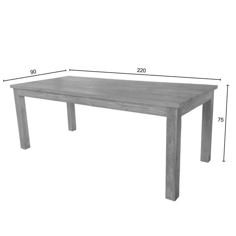 Table Wooly pakoworld teak wood in natural shade 220x90x75cm