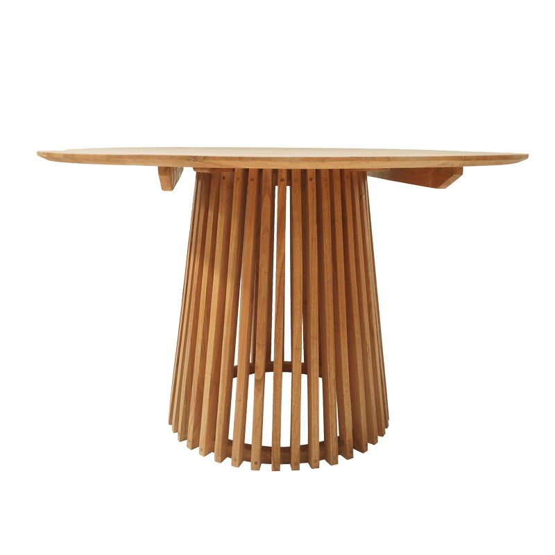 Dining set Elaiza-Kenda pakoworld 5pieces set teak wood in natural-beige shade D120x75cm