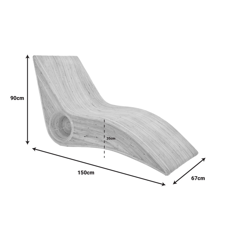 Kyrilete armchair-lounger pakoworld rattan in natural shade 67x150x90cm