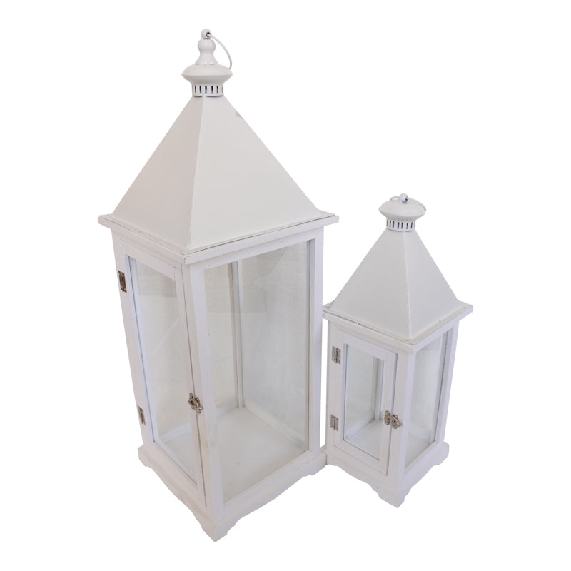 Oprie Inart lantern set of 2 aluminum in white shade
