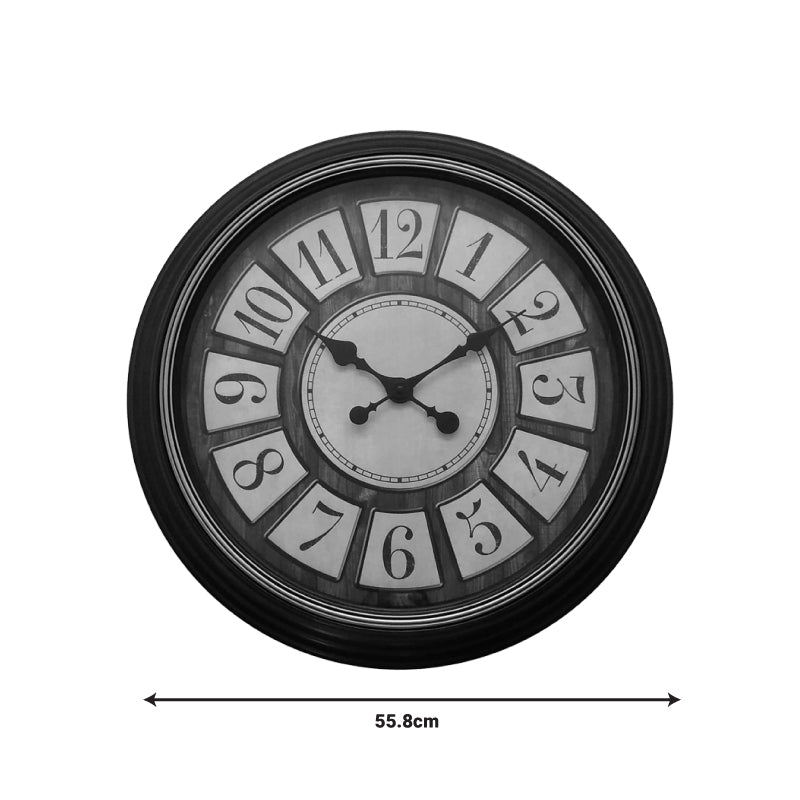 Docto Inart wall clock in black antique shade D55.8x5.2cm