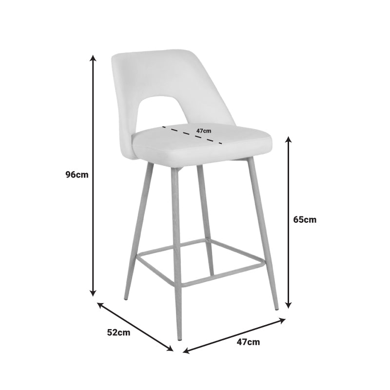 Bar stool Murde pakoworld beige velvet fabric and metal legs in a natural shade 47x52x96cm