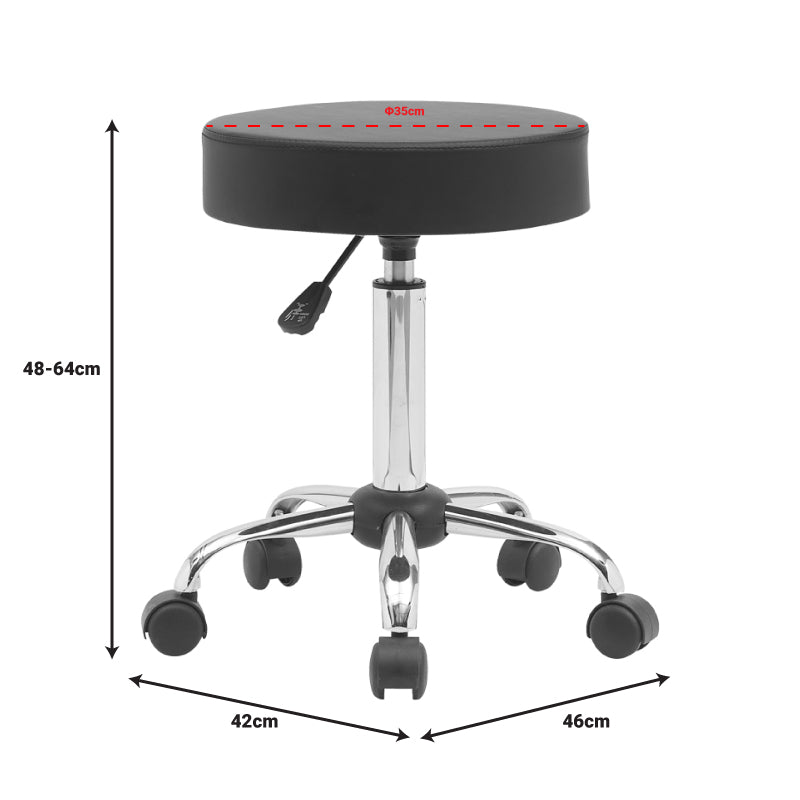 Office-work stool with wheels Uficio pu in black shade 46x42x48-64cm