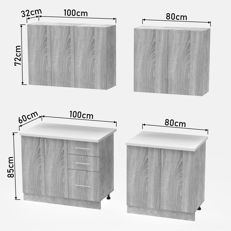 Festa V kitchen unit melamine in sonoma and workbench in light grey color 160x60x85cm