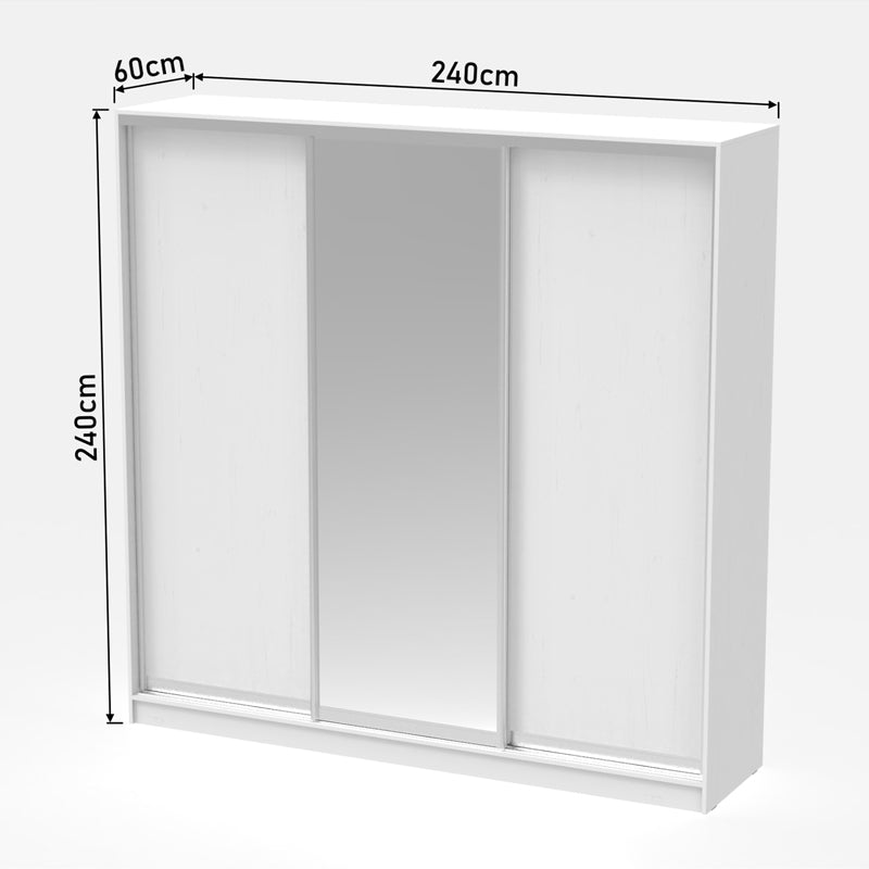 Aparador I pakoworld two-leaf sliding wardrobe with mirror in white color 240x60x240cm