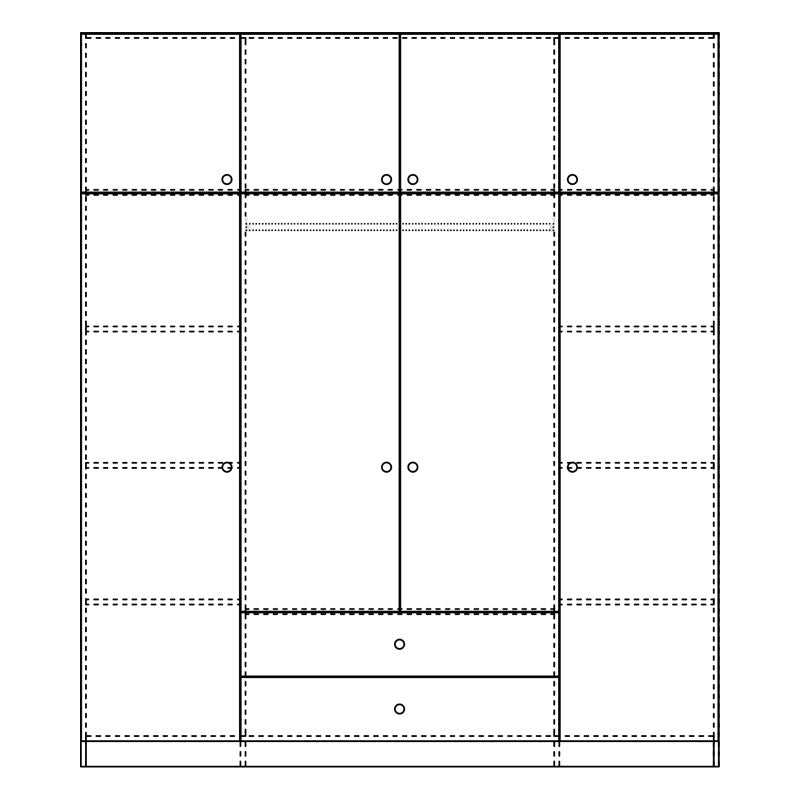 Royal four-leaf wardrobe with drawers in sonoma shade 200x58x230cm