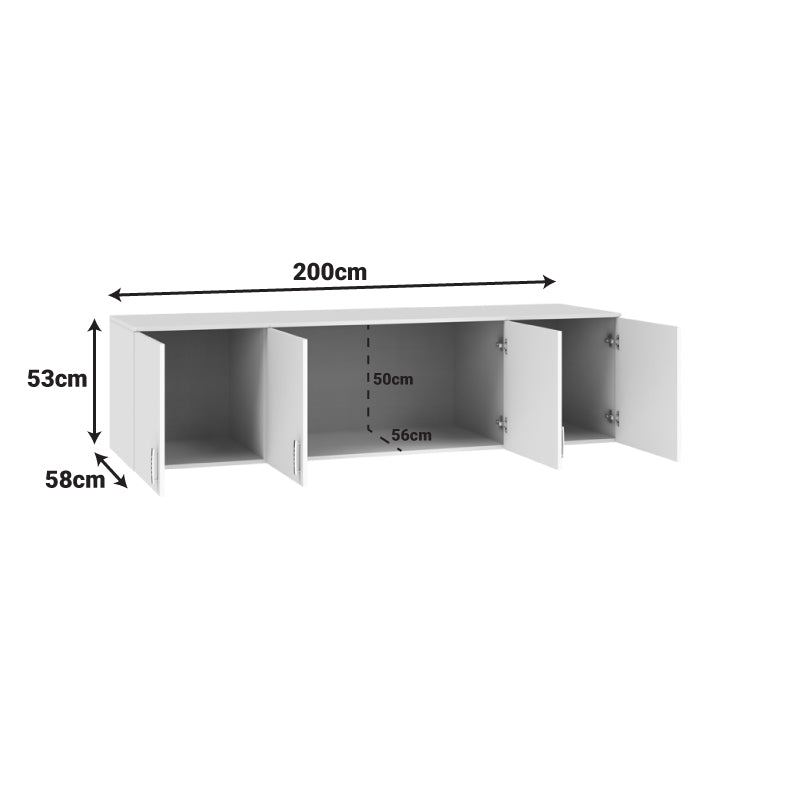 Royal four-leaf wardrobe loft white 200x58x53cm