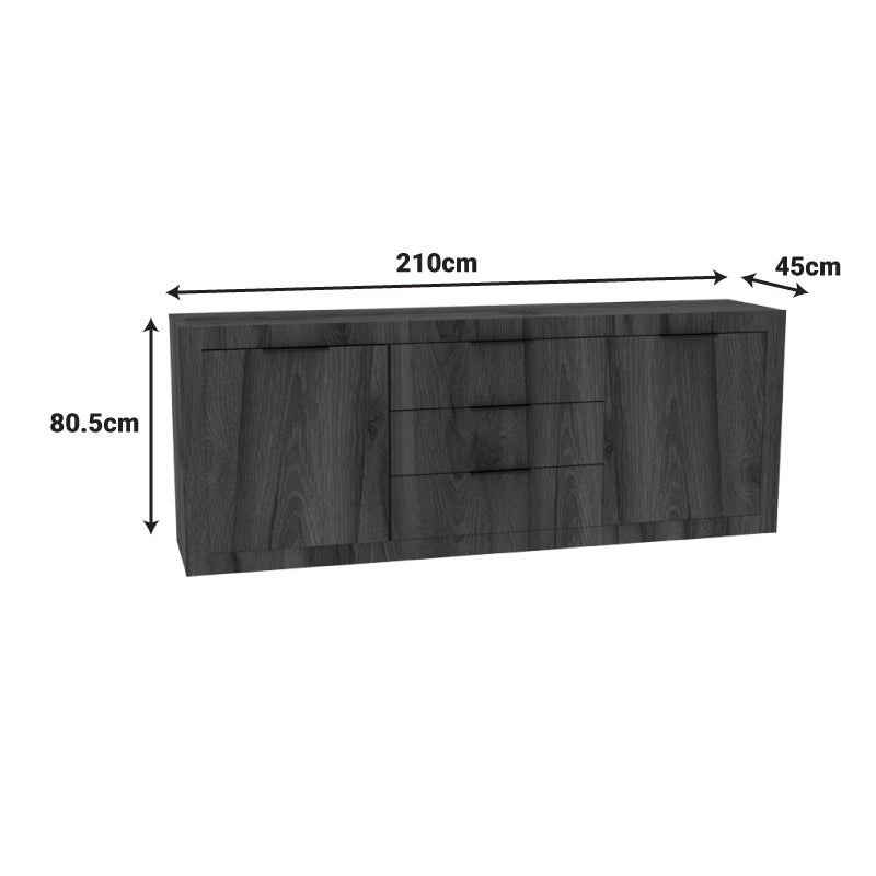 Doha buffet walnut with oak 210x45x80.5cm