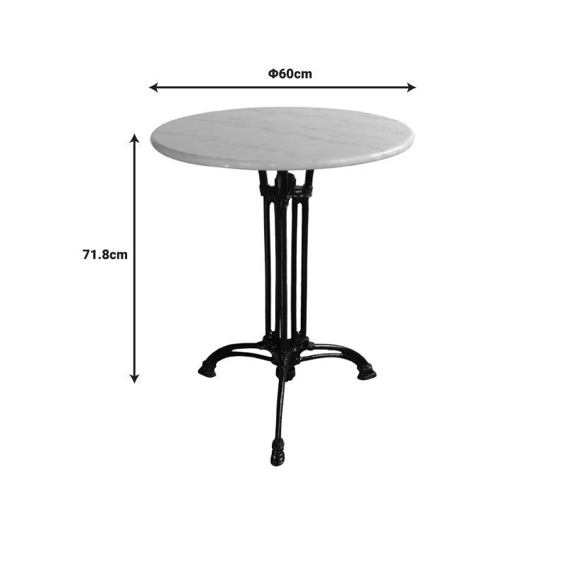 Bastile marble table cast iron in white-black shade Φ60x71.8cm