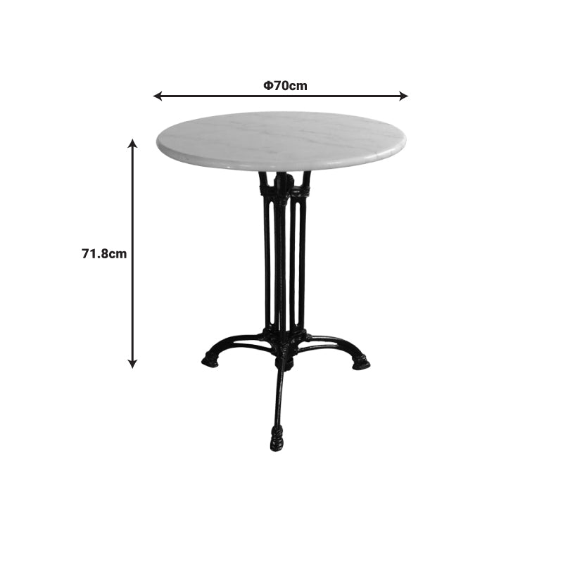 Bastile marble table cast iron in white-black shade Φ70x71.8cm
