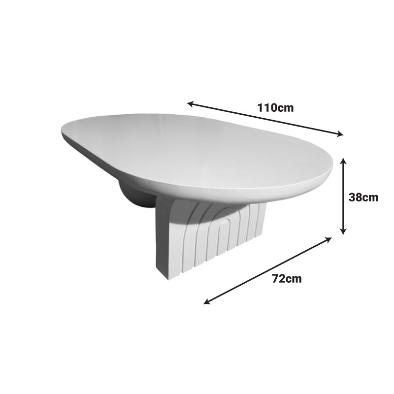Coffee table Kane solid acacia wood in white color 110x72x38cm