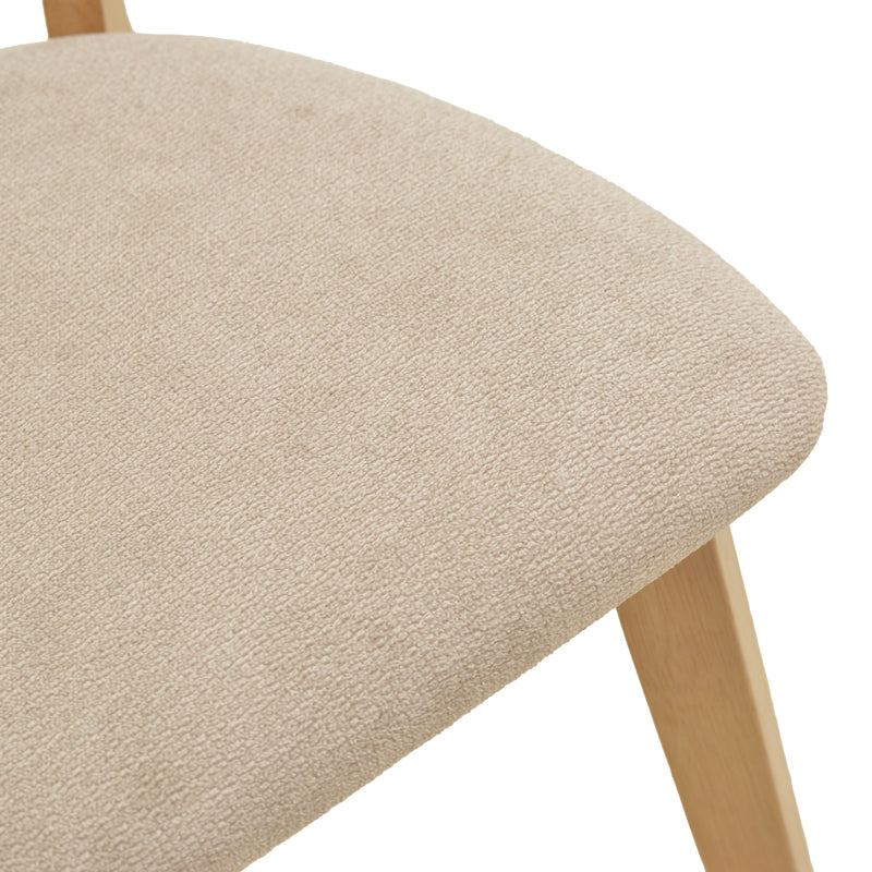 Canon chair rubberwood in natural color with grey beige fabric 43x52x83.5cm