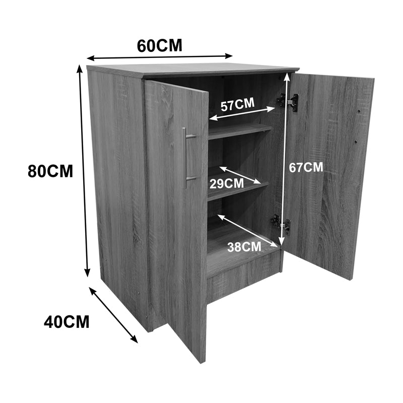 Shoe cabinet for 6 pairs of shows Souken in sonoma-dark grey color 60x40x80cm