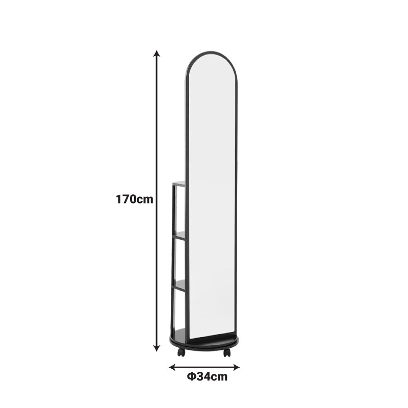 Espero mdf wheeled mirror with shelves in white shade D34x170cm