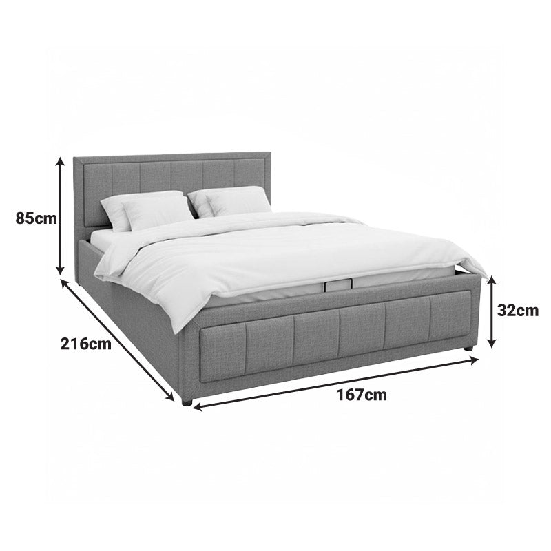 Huga bed with storage space, fabric grey 160x200cm