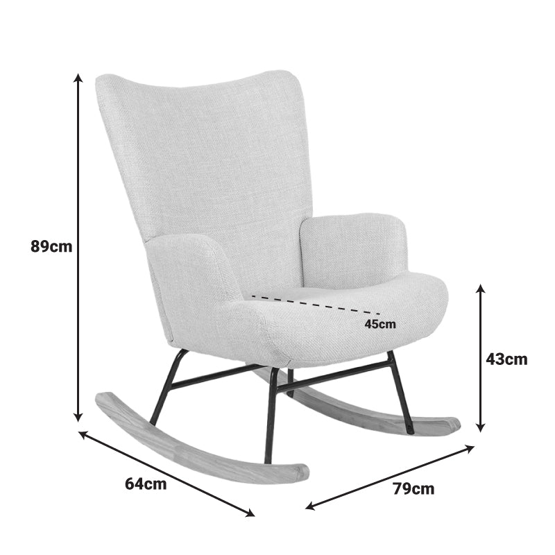 Rotating armchair Jianna cream fabric and legs in natural color 79x64x89cm