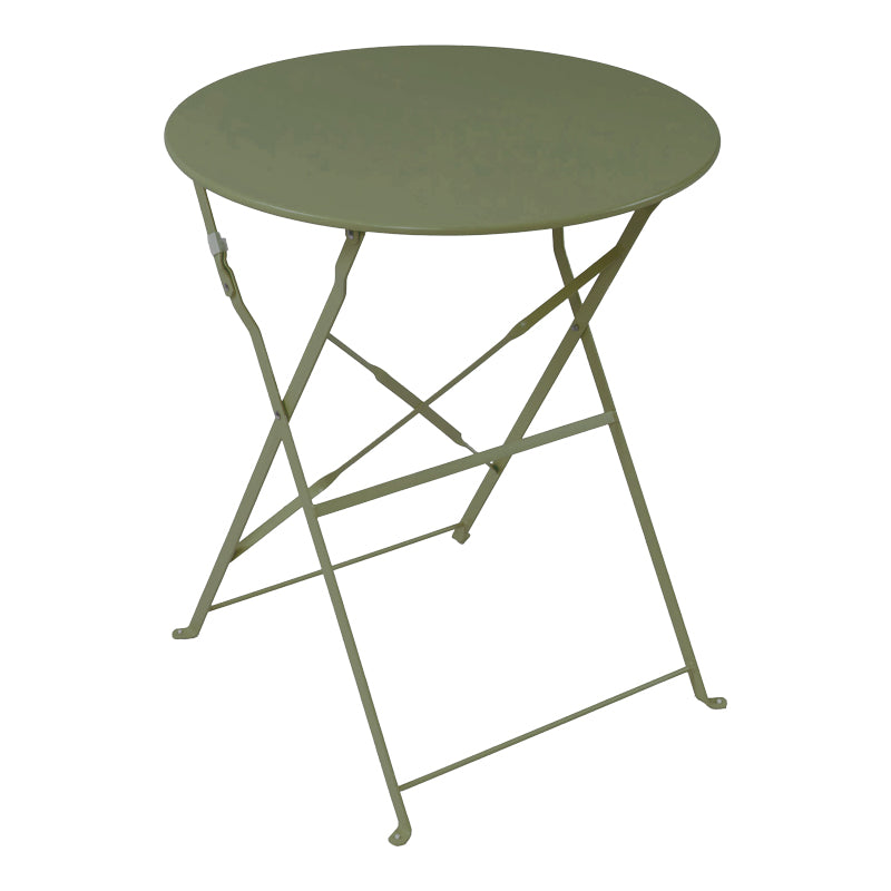 Bistro dining table set of 3 pieces, metal, foldable,olive green color, Φ60x71cm