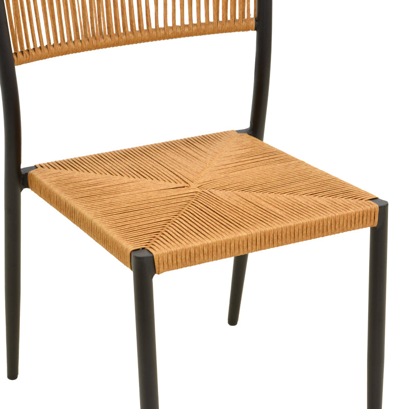 Cura stackable chair, aluminum in black -pe rattan in natural shade 50x58.5x78.5cm