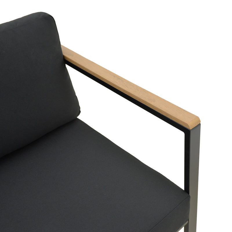 Three-seater sofa Aurelio metallic in black - cushions in black shade 192x74x63cm