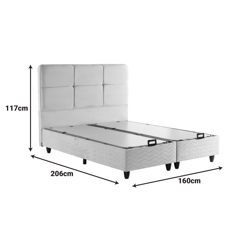 Double bed Punto with storage space grye velvet 160x200cm
