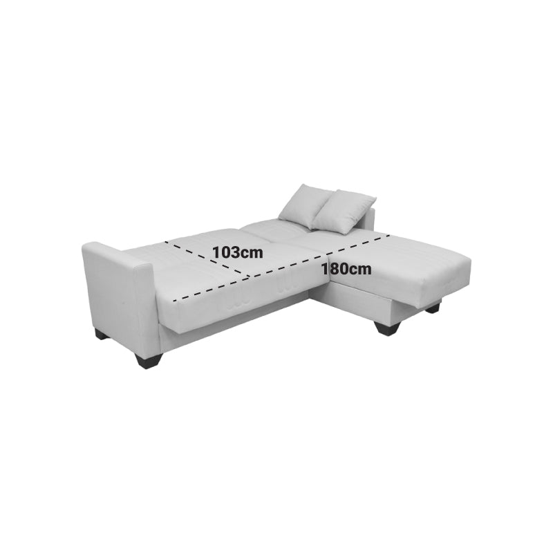 Corner sofa bed reversible with storage space Stashio anthracite fabric 202x143x84cm