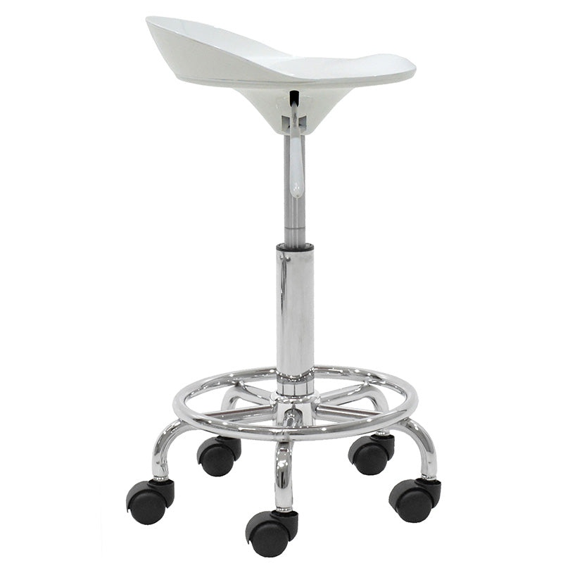 Auxiliary folding stool Carla pakoworld metal chrome with ABS in white