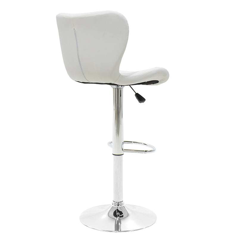 Bar stool Cozi pakoworld adjustable height chrome metal with PVC in white