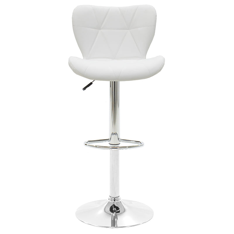 Bar stool Cozi pakoworld adjustable height chrome metal with PVC in white