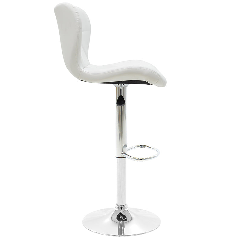 Bar stool Cozi pakoworld adjustable height chrome metal with PVC in white