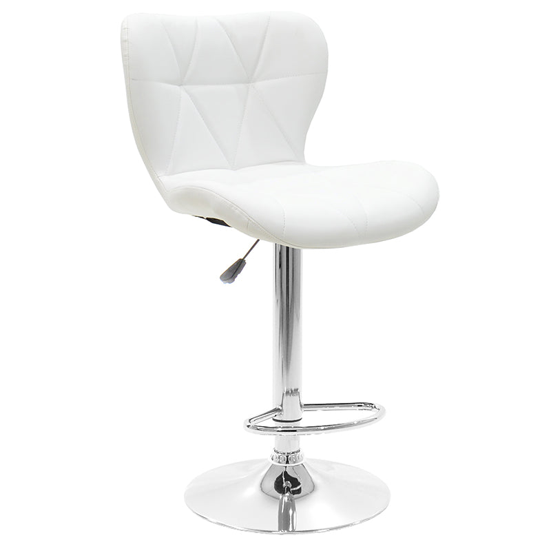 Bar stool Cozi pakoworld adjustable height chrome metal with PVC in white